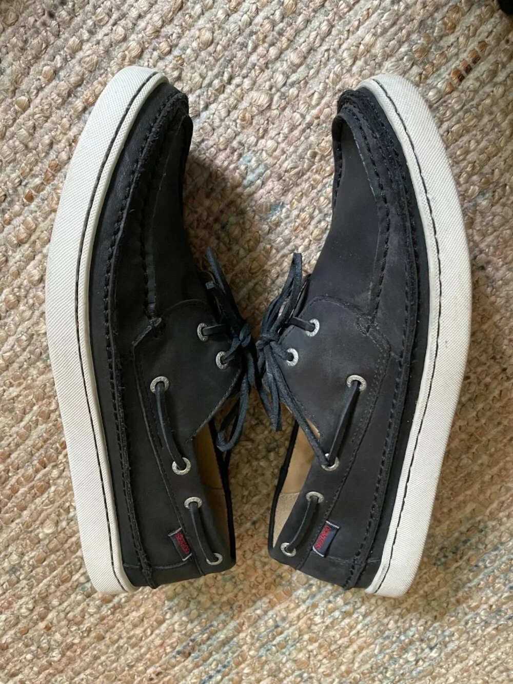 Sebago Men's Size US 10 UK 7.5 EUR 44 Black Leather Boat Deck Shoes